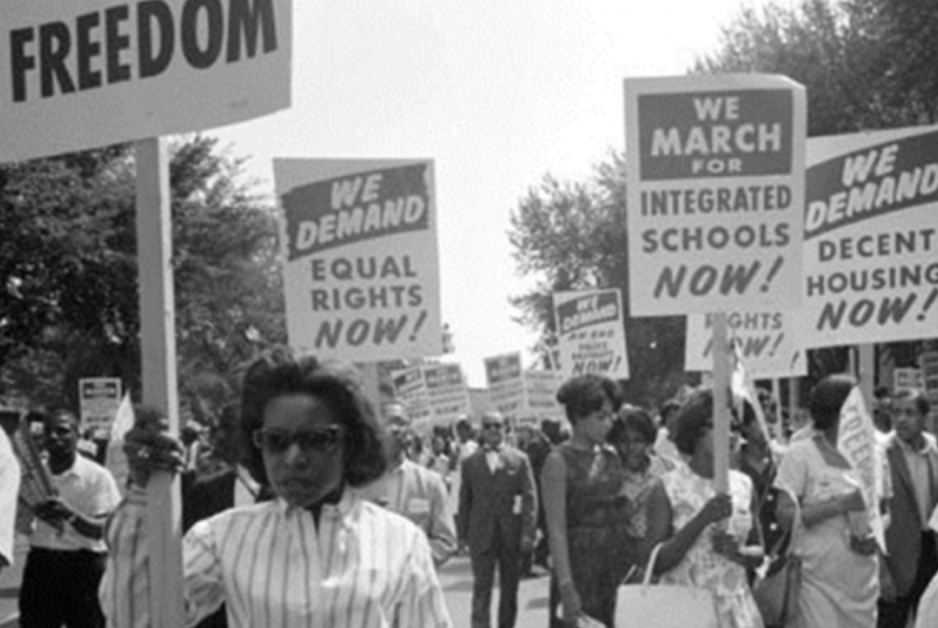 Black protesters with signs