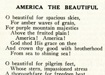America the Beautiful, signed by author Katharine Lee Bates, ca. 1925. (Gilder Lehrman Collection) America the Beautiful, signed by author Katharine Lee Bates, ca. 1925. (GLC)