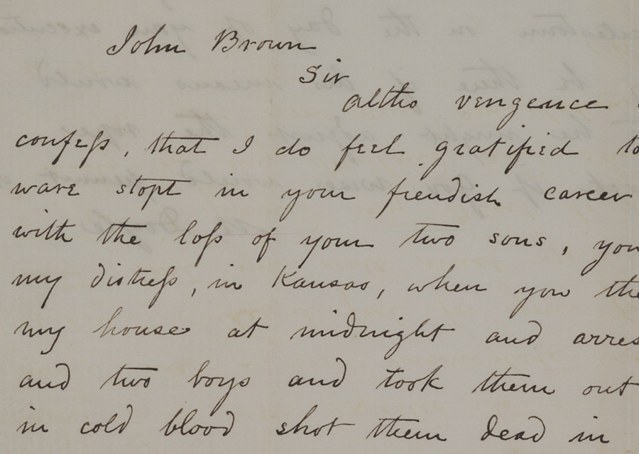 Mahala Doyle to John Brown, November 20, 1859. (Gilder Lehrman Collection) Mahala Doyle to John Brown, November 20, 1859. (GLC07590)