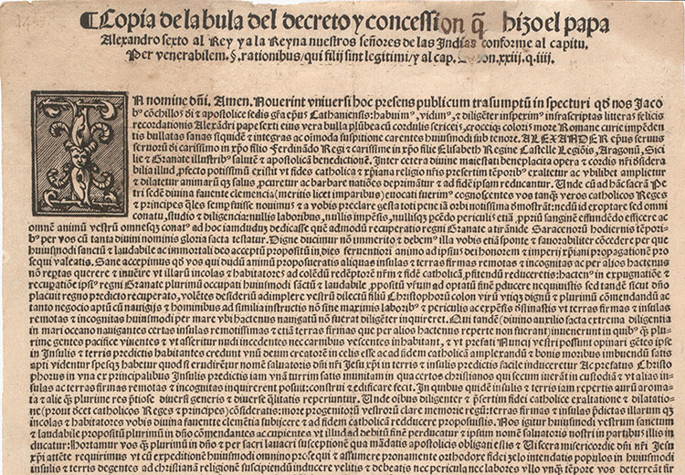 Pope Alexander VI's Demarcation Bull, May 4, 1493. (Gilder Lehrman Collection)