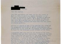 George Wallace to Ms. Martin, April 14, 1964. The name and address of the letter's recipient has been redacted for privacy. (Gilder Lehrman Collection) George Wallace to Ms. Martin, April 14, 1964. (GLC00295)