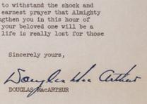 Douglas MacArthur to Mary Cushman, October 24, 1950. (Gilder Lehrman Collection) Douglas MacArthur to Mary Cushman, October 24, 1950. (GLC05508.173)