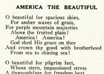 America the Beautiful, signed by author Katharine Lee Bates, ca. 1925. (Gilder Lehrman Collection) America the Beautiful, signed by author Katharine Lee Bates, ca. 1925. (GLC)