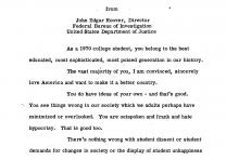 J. Edgar Hoover, An Open Address to Students, September 21,1970. (The Nixon Library) J. Edgar Hoover, An Open Address to Students, September 21,1970. (The Nixon Libr