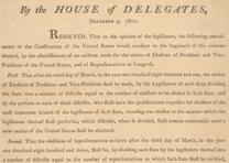Resolutions for amending the Constitution on Election of the President, 1800. (Gilder Lehrman Collection) Resolutions for amending the Constitution . . . , 1800. (GLC00927.02)