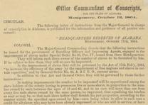 Broadside from the Commandant of Conscripts in Alabama announcing order to impress slaves for service to the Confederate Army in the last months of the Civil War. (Gilder Lehrman Collection) Order to conscript Alabama slaves for the Confederate Army, 1864 (GLC06158.11)