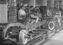 Assembly room for chassis and motors at an auto plant in Detroit, Michigan, 1929. (Library of Congress Prints and Photographs Division) Assembly room for chassis and motors, Detroit, MI, 1929 (LOC, P&P)