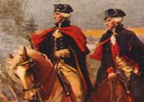 “Washington and Lafayette at Valley Forge,” by John Ward Dunsmore, printed by Brown & Bigelow, St. Paul and Toronto, 1907. (Library of Congress Prints and Photographs Division) “Washington and Lafayette at Valley Forge,” by Brown & Bigelow, 1907. (LOC)
