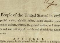 Preamble of the US Constitution, inscribed by Benjamin Franklin to Jonathan Williams, printed by Dunlap and Claypoole, September 17, 1787. (Gilder Lehrman Collection) GLC03585, Constitution. Printed Dunlap & Claypoole edition inscribed by Benjamin