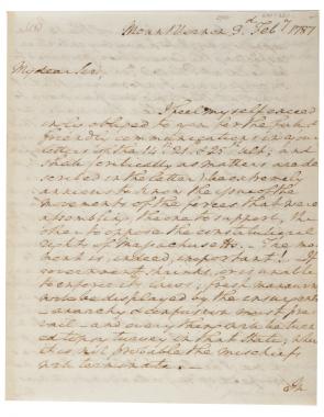 George Washington to Henry Knox, February 3, 1787. (Gilder Lehrman Collectio