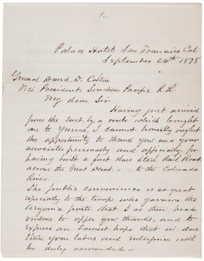 William T. Sherman to David Douty Colton, September 26, 1878 (Gilder Lehrman Collection)