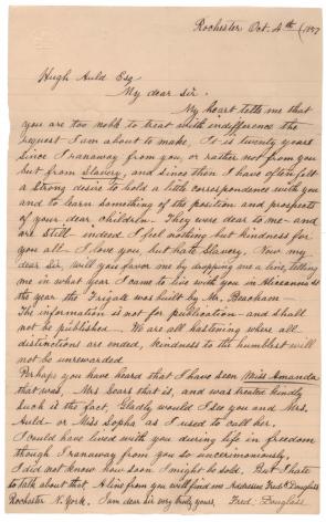 Frederick Douglass to Hugh Auld, October 4, 1857 (Gilder Lehrman Collection)