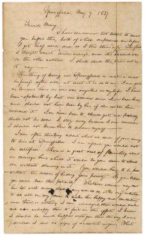 Abraham Lincoln to Mary Owens, May 7, 1837 (Gilder Lehrman Collection)