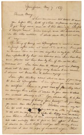Abraham Lincoln to Mary Owens, May 7, 1837 (Gilder Lehrman Collection)