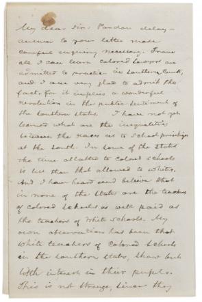 Frederick Douglass to unknown recipient, November 23, 1887 (Gilder Lehrman Collection)