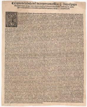 Demarcation bull, granting Spain possession of the New World, May 4, 1493.