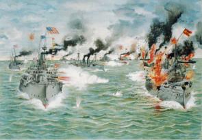 The Battle of Manila Bay, (delivering the last broadside). (Library of Congress, Prints and Photographs Division)