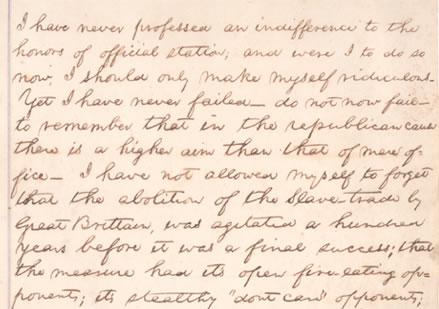 Abraham Lincoln, Speech fragment concerning the abolition of slavery, ca. July 1858. (Gilder Lehrman Collection) Abraham Lincoln, Speech fragment concerning the abolition of slavery, ca. July 1858. (Gilder Lehrman Collection)