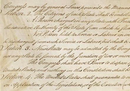 The U.S. Constitution, (Article IV, Section 3) (Courtesy the National Archives) The U.S. Constitution, (Article IV, Section 3) (Courtesy the National Archives)