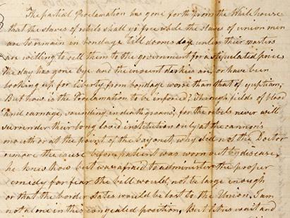 'Our national Sin the abomination of human bondage' A loyal civilian responds to the Emancipation Proclamation, Amos Lewis to his nephew, January 16, 1863 (GLC3229.01) 'Our national Sin the abomination of human bondage' A loyal civilian responds to