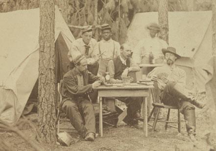 Men and officers of the 114th Pennsylvania enjoy a card game in August 1865. The Gilder Lehrman Collection. Men and officers of the 114th Pennsylvania enjoy a card game in August 1865. The