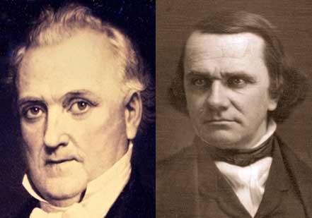 James Buchanan (left) vs. Stephen Douglas (right) (Dickinson College and Library of Congress Prints and Photographs Division) James Buchanan (left) vs. Stephen Douglas (right) (Dickinson College and Library