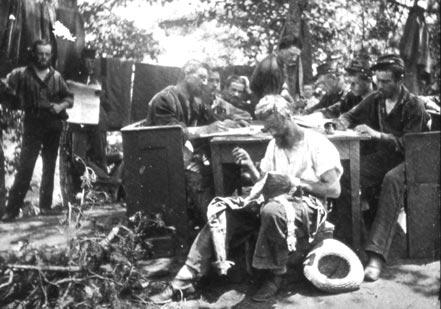 Union soldiers writing letters home from Camp Essex, Maryland, in 1861. Courtesy Center for Civil War Photography. Union soldiers writing letters home from Camp Essex, Maryland, in 1861. Courtesy