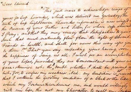 Letter from Hamilton to Edward Stevens, 1769 (Library of Congress, Prints and Photographs Division) Letter from Hamilton to Edward Stevens, 1769 (Library of Congress, Prints and Ph