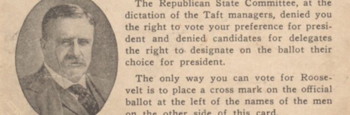 Sample ballot card for the 1912 Republican National Convention. (GLC01487)