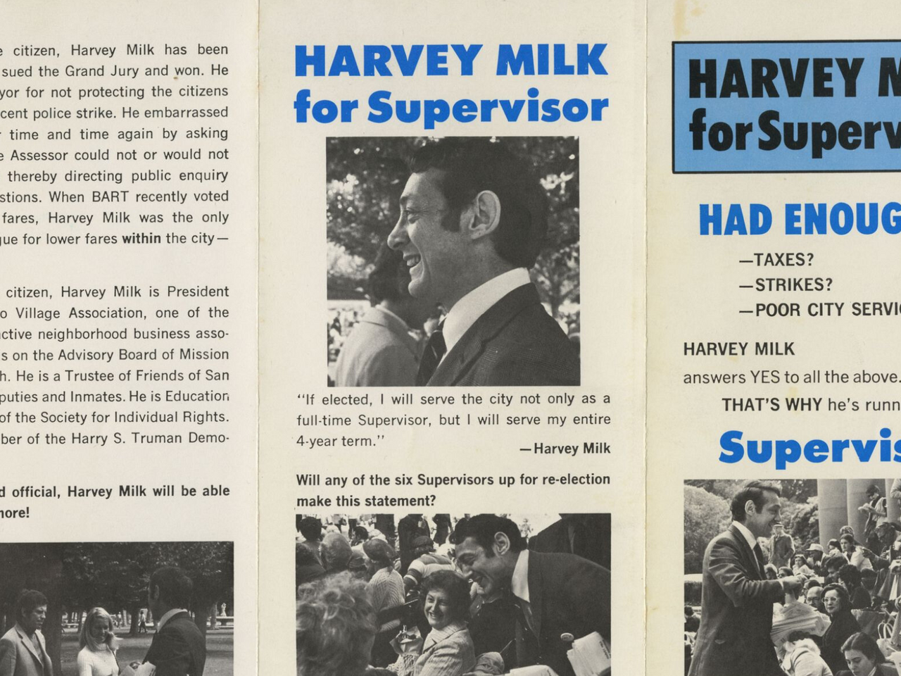Handout for Harvey Milk's campaign for supervisor