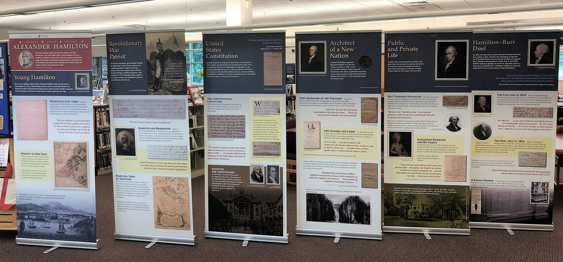 Hamilton exhibition on display at a public library