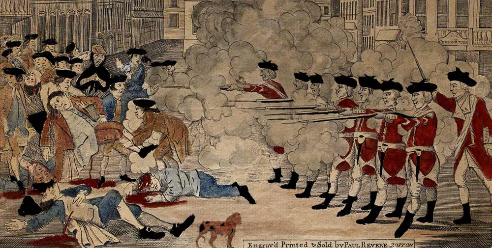 A detail from Paul Revere's 'Bloody Massacre Perpetrated on King Street," 1770 (Gilder Lehrman Institute)