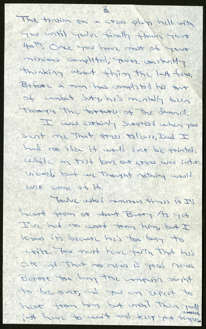 Robert L. Stone to Jacob Stone and Beatrice Stone, March 17, 1945. (The Gilder Lehrman Institute, GLC09620.166 p2)