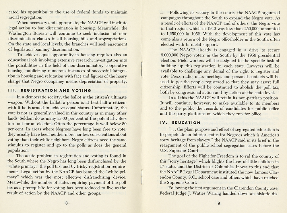 The 1955 NAACP publication "Target for 1963." (Gilder Lehrman Institute, GLC09640.156.01) 