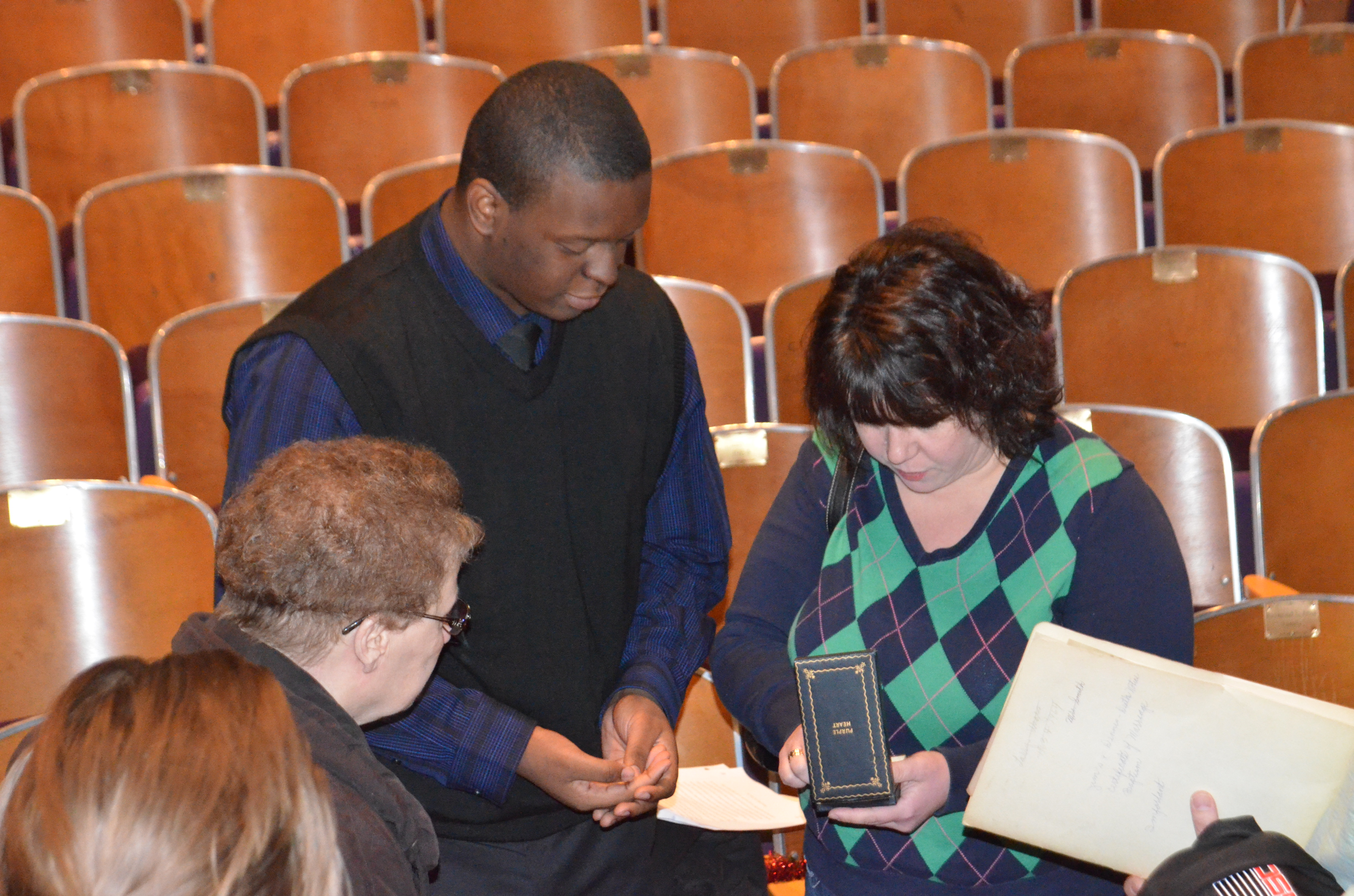 In 2014, one of Joseph Boyle's students memorialized Casper Bagrowski, who was killed in the Philippines when his landing craft was targeted by Japanese forces. Bagrowski's granddaughter came with his medals and photographs to share.