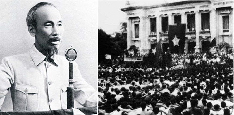 President Hồ Chí Minh delivering the Declaration of Independence of Vietnam at Ba Đình Square, Hanoi,September 2, 1945 (Photos courtesy of the Vietnam Embassy in Mongolia, as printed in the Vietnam Times online)