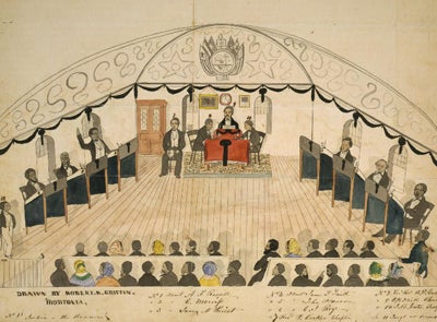 "The Liberian Senate," drawing by Robert K. Griffin, Monrovia, ca. 1856 (Library of Congress)