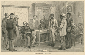 Union General Benjamin Butler declares as contraband the runaway enslaved men Frank Baker, James Townsend, and Sheppard Mallory, Fort Monroe, Virginia, May 24, 1861 (New York Public Library Digital Collection)