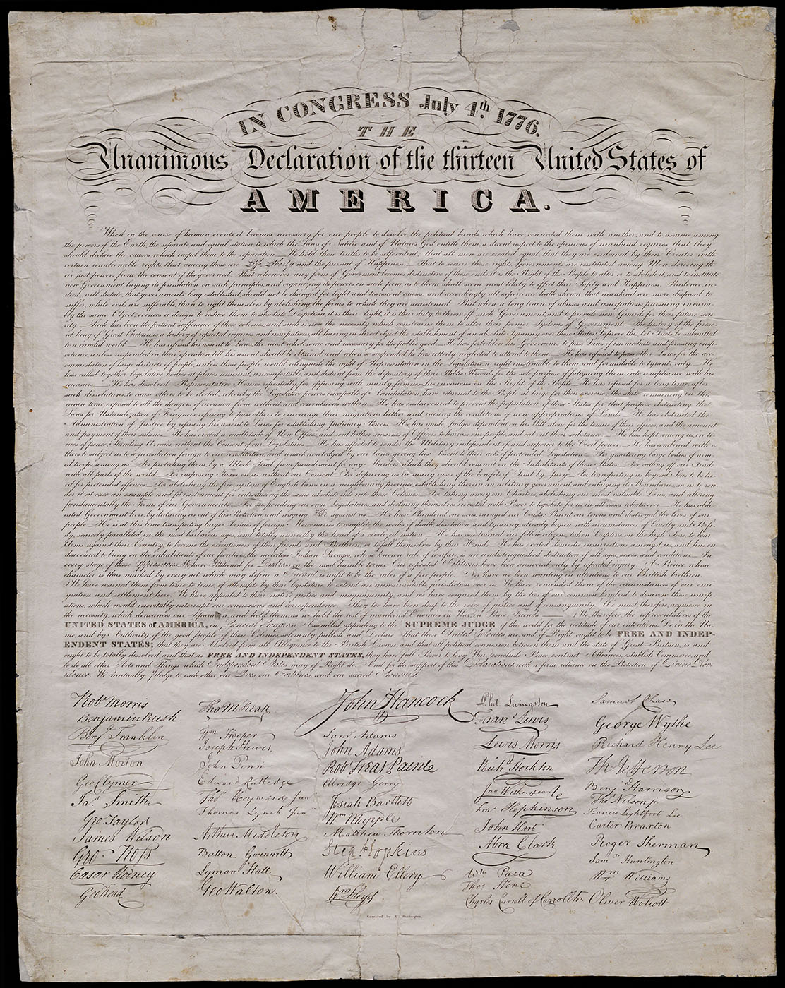 Engraved copy of the Declaration of Independence, ca. 1840. (The Gilder Lehrman Institute, GLC04530) 
