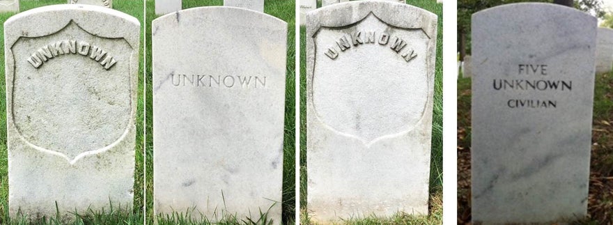 The Arlington burial sites of unknown formerly enslaved people (Courtesy of Ric Murphy)