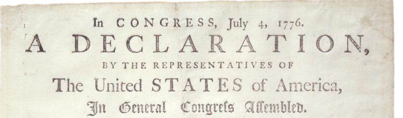 A detail from a copy of the Declaration of Independence published by Peter Timothy in Charleston, South Carolina, August 1776 (Gilder Lehrman Institute, GLC00959)