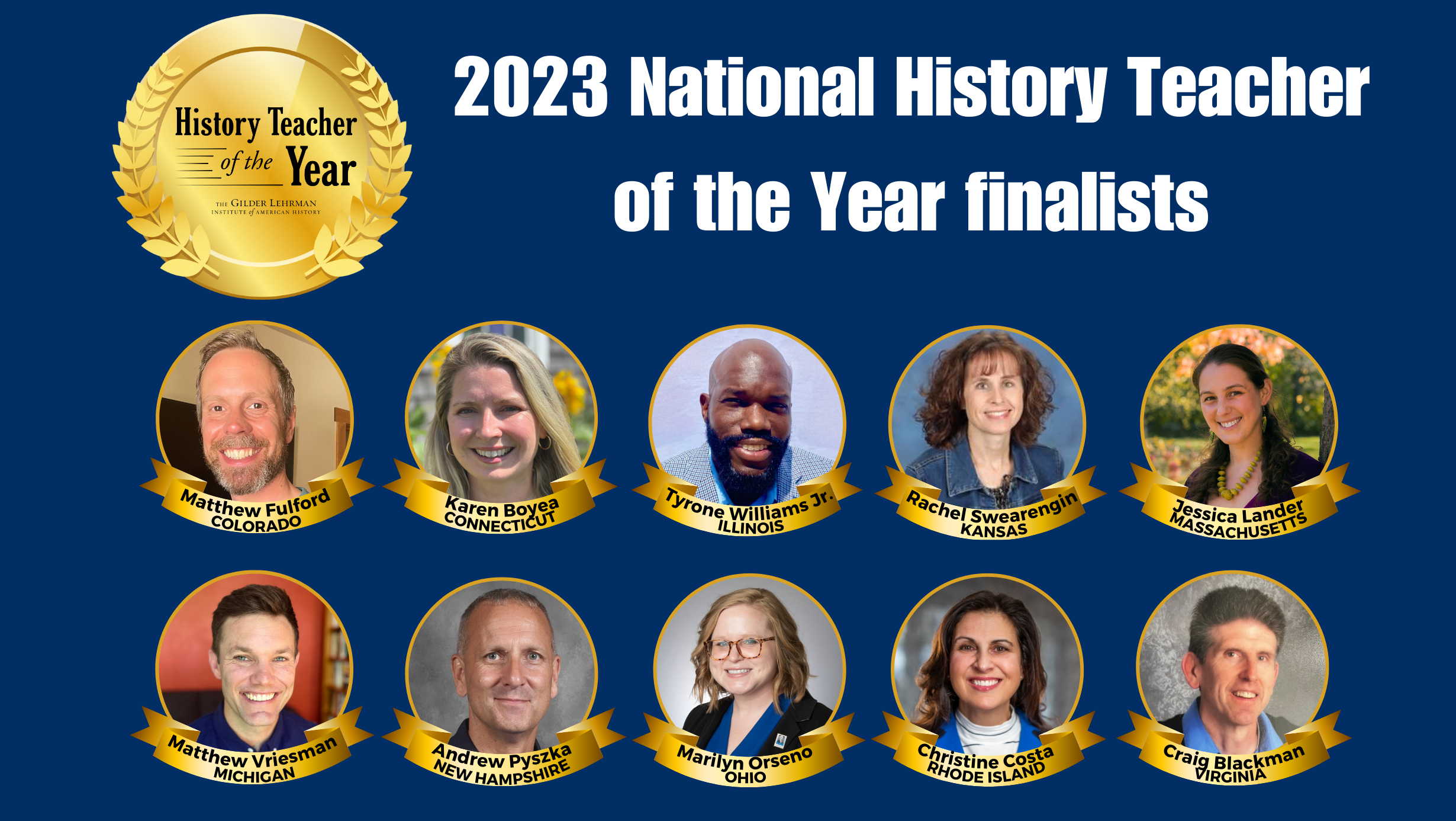 2023 National History Teacher of the Year finalists