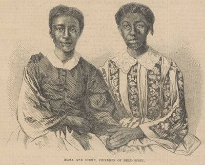 Dred Scott's daughters, Eliza and Lizzie, detail from "Frank Leslie’s Illustrated Newspaper," June 27, 1857 (The New York Public Library Digital Collections)