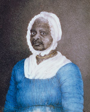 Portrait of Elizabeth “Mumbet” Freeman by Susan Anne Livingston Ridley Sedgwick, watercolor on ivory, 1811 (Massachusetts Historical Society)