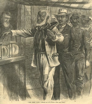 "The First Vote," by Alfred R. Waud in Harper's Weekly, November 16, 1867 (The Gilder Lehrman Institute, GLC1733.09 p172)