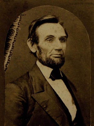 Abraham Lincoln [cabinet card], photographed by C. S. German, Springfield, Illinois, January 1861. (The Gilder Lehrman Institute, GLC05111.01.1328) 