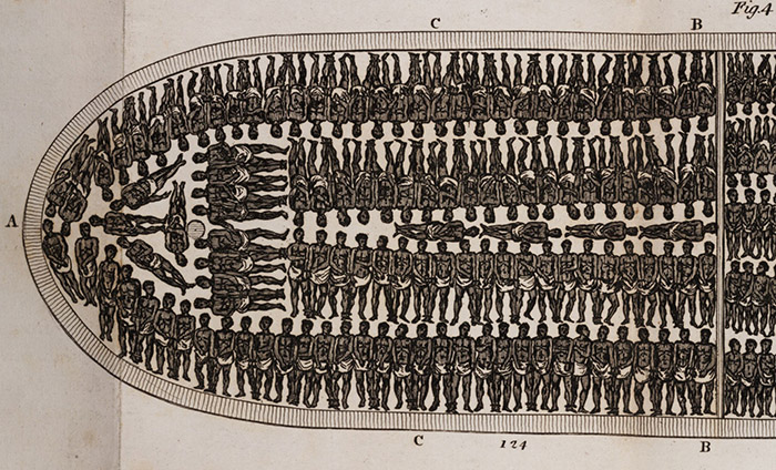 Woodcut of the deck of a slave ship from "The History of the Rise, Progress and Accomplishment of the Abolition of the African Slave-Trade by the British Parliament," vol. 1, by Thomas Clarkson, London, 1808 (The Gilder Lehrman Institute, GLC05965.01)