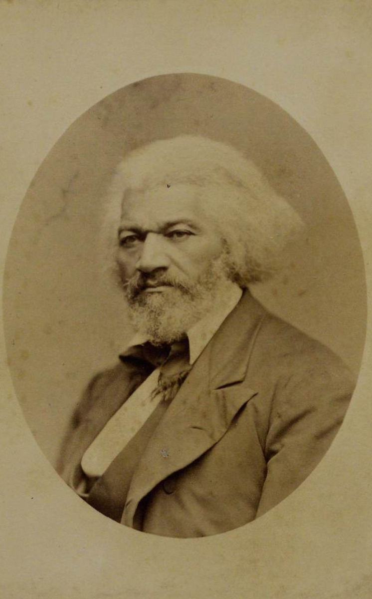 Portrait photo showing close-up of Frederick Douglass 