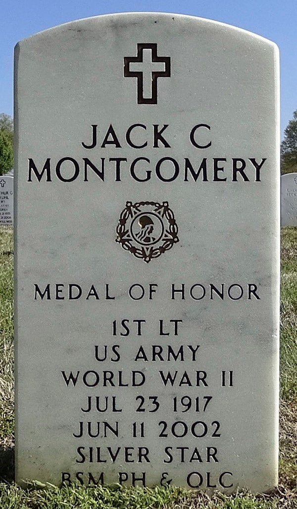 Jack Cleveland Montgomery's resting place at Fort Gibson National Cemetery in Fort Gibson, Oklahoma (Veterans Legacy Memorial)