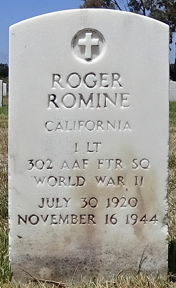 Roger Romine's resting place at Golden Gate National Cemetery, San Bruno, California (Veterans Legacy Memorial)